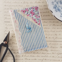 Load image into Gallery viewer, Vintage Fabric Mini Book / Handbound Journal (Blue Quilt Remnant)
