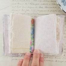 Load image into Gallery viewer, Vintage Fabric Mini Book / Handbound Journal (Blue Quilt Remnant)
