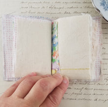 Load image into Gallery viewer, Vintage Fabric Mini Book / Handbound Journal (Blue Quilt Remnant)
