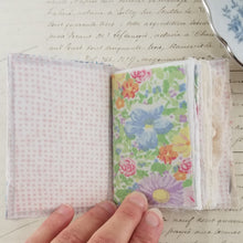 Load image into Gallery viewer, Vintage Fabric Mini Book / Handbound Journal (Blue Quilt Remnant)
