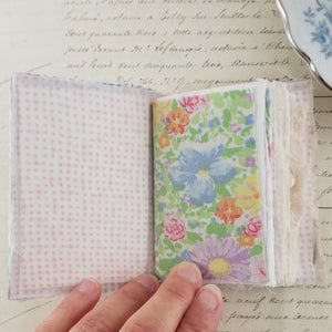 Vintage Fabric Mini Book / Handbound Journal (Blue Quilt Remnant)