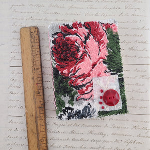 Vintage Fabric Mini Book / Handbound Journal (Rose Barkcloth)