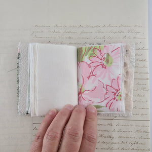 Vintage Fabric Mini Book / Handbound Journal (Rose Barkcloth)