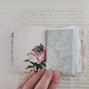 Vintage Fabric Mini Book / Handbound Journal (Rose Barkcloth)