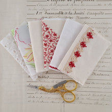 Load image into Gallery viewer, Vintage Fabric Mini Book / Handbound Journal (Red Floral Print)
