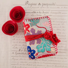 Load image into Gallery viewer, Vintage Fabric Mini Book / Handbound Journal (Red Floral Print)
