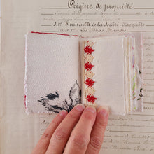 Load image into Gallery viewer, Vintage Fabric Mini Book / Handbound Journal (Red Floral Print)
