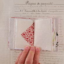 Load image into Gallery viewer, Vintage Fabric Mini Book / Handbound Journal (Red Floral Print)
