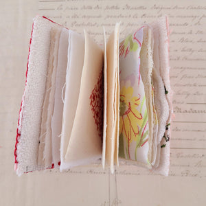 Vintage Fabric Mini Book / Handbound Journal (Red Floral Print)