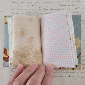 Vintage Fabric Mini Book / Handbound Journal (Floral Tea Theme)