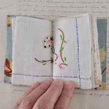 Load image into Gallery viewer, Vintage Fabric Mini Book / Handbound Journal (Floral Tea Theme)
