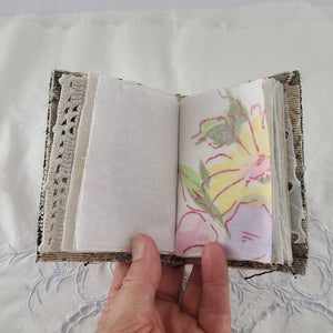 Vintage Fabric Mini Book / Handbound Journal (Floral Tapestry)