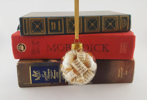 Vintage Book Page Ornament | Glass Ball Ornament