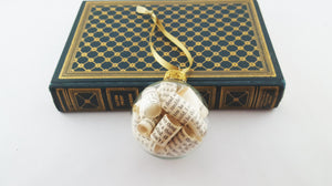 Vintage Book Page Ornament | Glass Ball Ornament