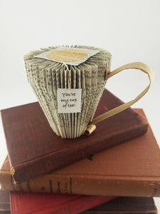 Recycled Book Teacup Shaped Ornament