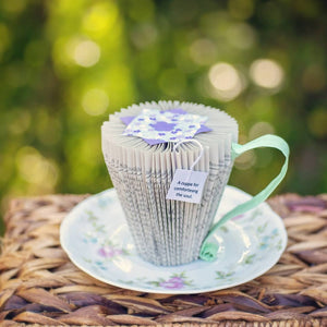 Recycled Book Teacup Shaped Ornament